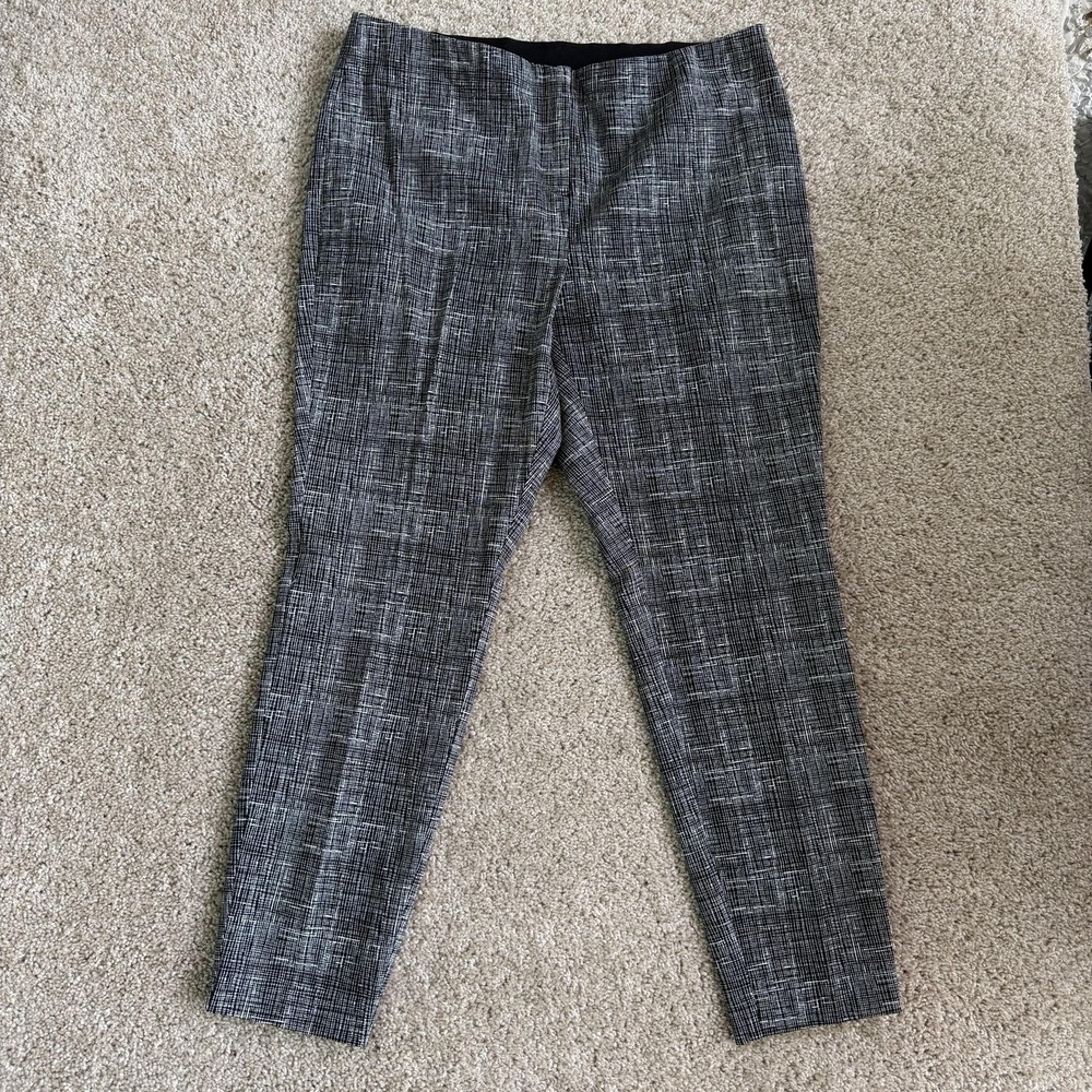 Alfani Pants Womens 14P Gray Ponte Ankle Pull On Stretch Geometric Work Office